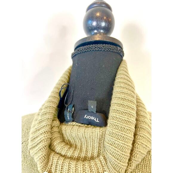 Theory Turtleneck Juliet Sweater in Olive Green Small Pullover Wool Cashmere - Picture 5 of 5